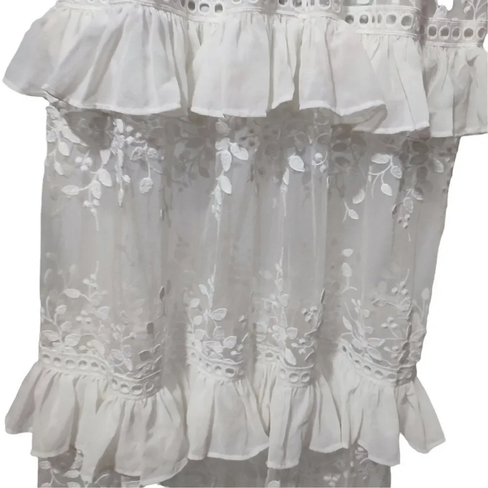 AQUA Embroidered Flounce Lace Sheer Maxi - Picture 6 of 9